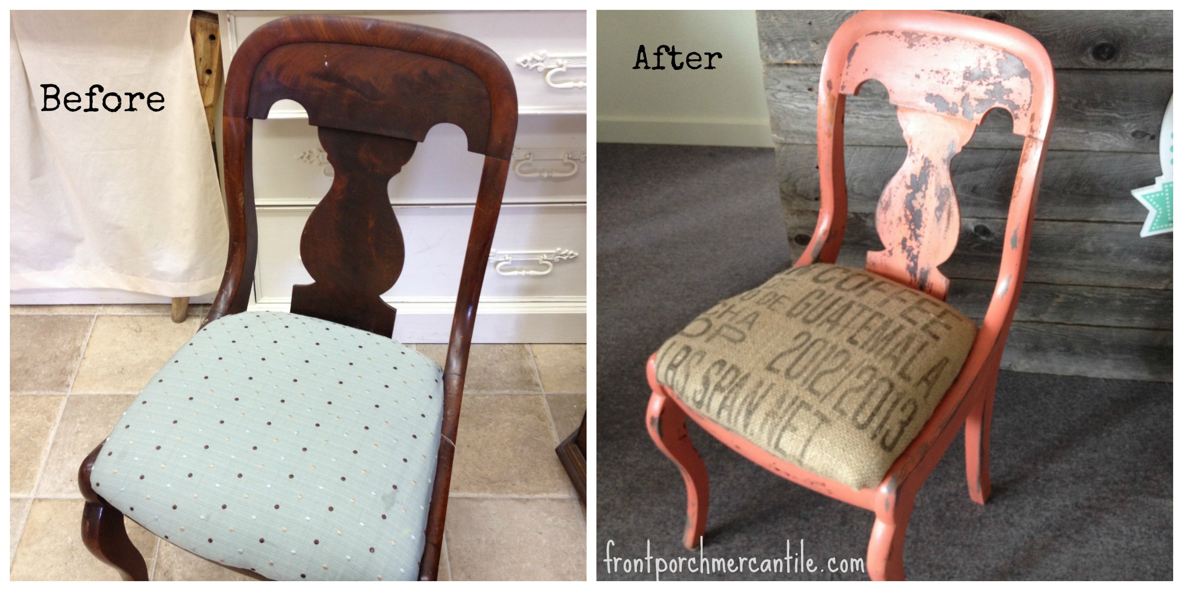 before/after chippy chair frontporchmercantile.com