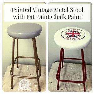 Vintage Stool Updated with Fat Paint Front Porch Mercantile