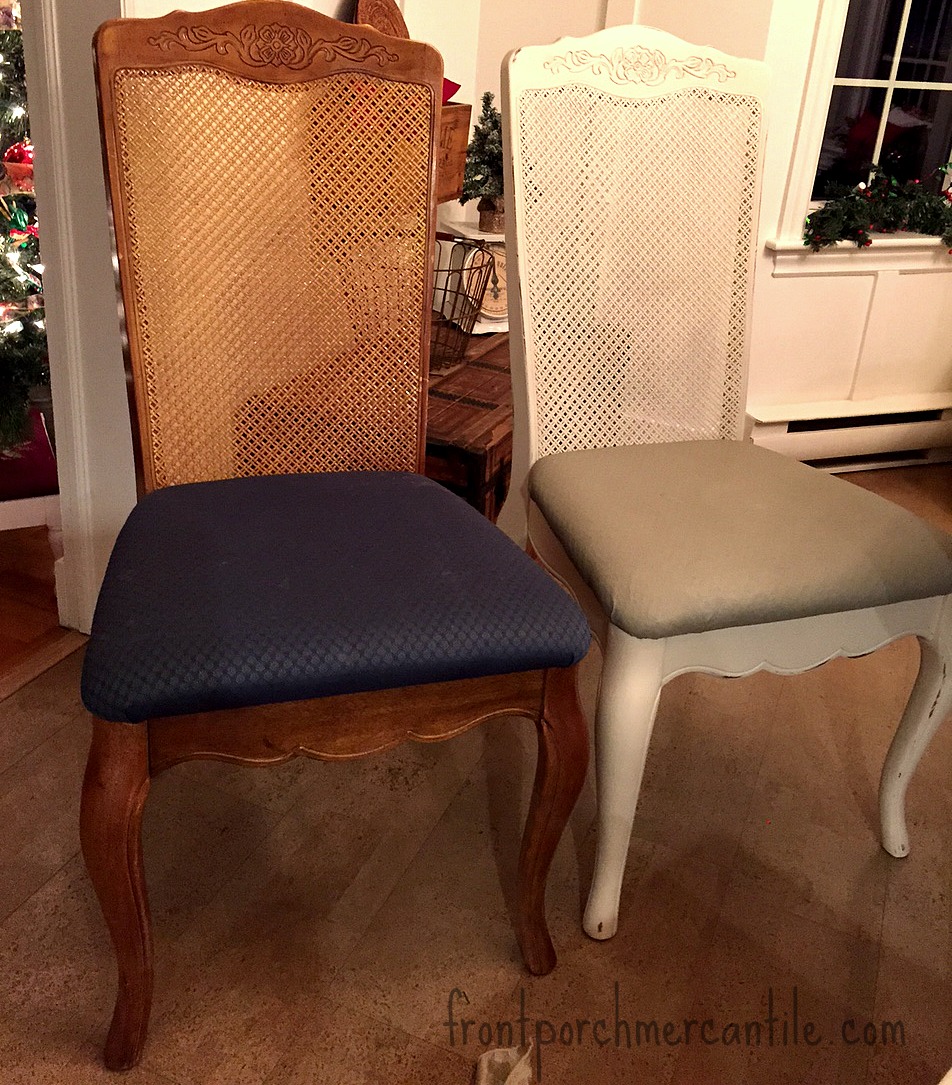 Before and After FAT Painted dining room chairs at Front Porch Mercantile