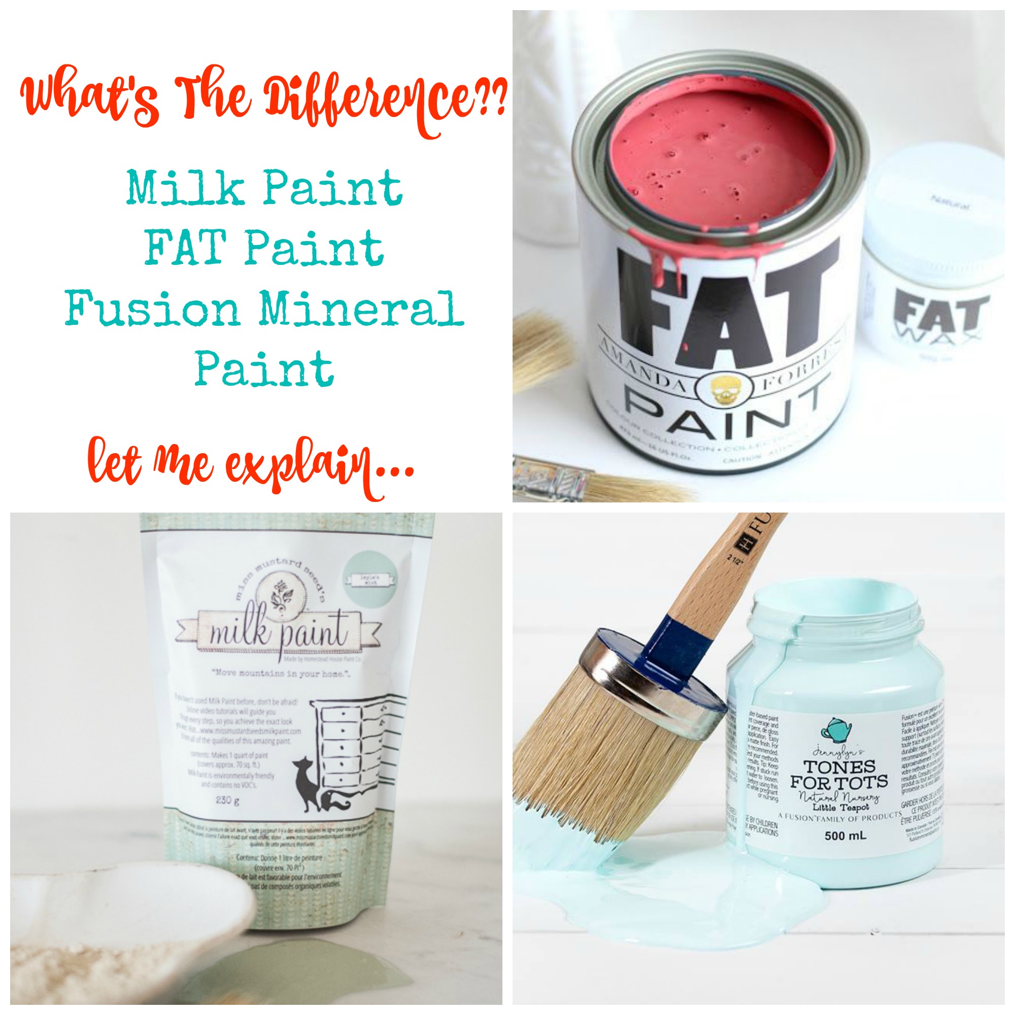 What's the difference in milk paint, acrylic paint and FAT Paint chalk style paint...let me explain