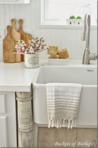 From Buckets of Burlap this pretty kitchen tea towel just makes the space so lovely
