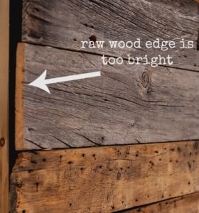 fix this raw cut edge easily with milk paint stain