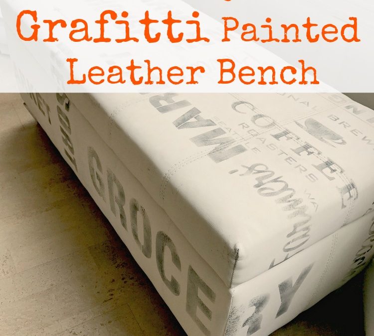 Graffiti Painted Leather Bench